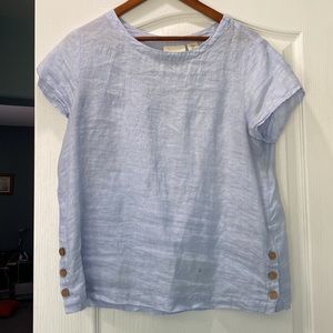 Cynthia Rowley Blue Linen Top, Size S
